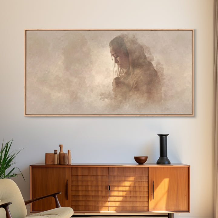 Sacred Stillness – Framed Canvas Print – Christmas Art – Christian Art Canvas – Large Christian Art – Jesus Painting – Christian Wall Art