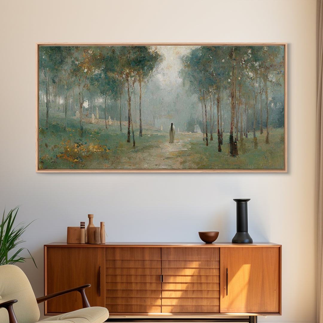 Morning Hope Trail – Framed Canvas Print – Christian Wall Art – Christian Art Canvas – Moody Christian Art – Christmas Art – Art Print