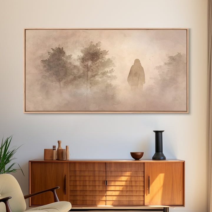 Silent Dawn Walk – Framed Canvas Print – Christian Wall Art – Christian Art Canvas – Jesus Painting – Christian Christmas Art – Art Print