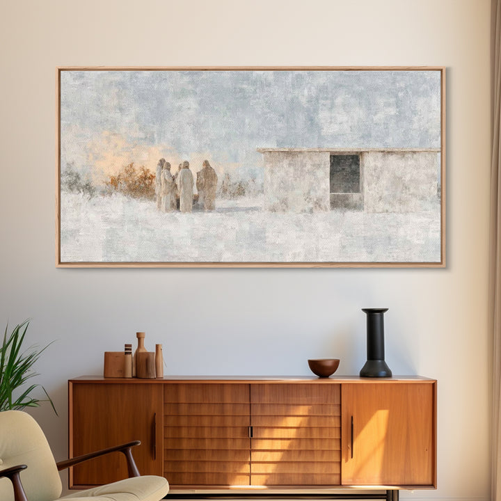 Humble Manger Night – Framed Canvas Print – Christian Wall Art – Christian Art Canvas – Jesus Christmas Art – Christmas Art – Art Print