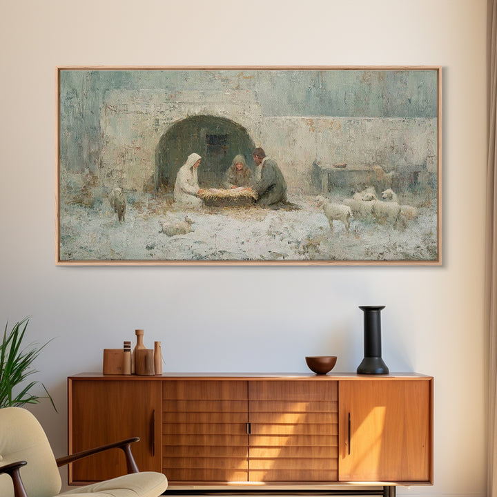 Bethlehem Peace – Framed Canvas Print – Christian Wall Art – Vintage Christian Art – Christian Art Canvas – Birth Of Jesus Painting
