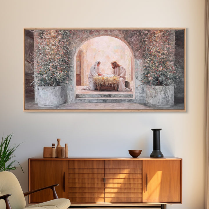 Radiant Nativity – Framed Canvas Print – Christian Christmas Art – Christian Art Canvas – Jesus Painting – Christian Decor For Home