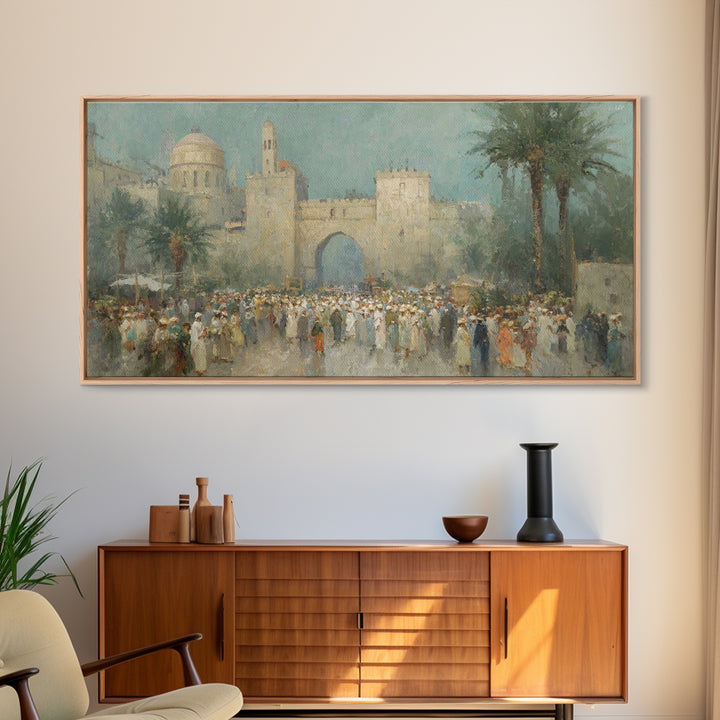 Jerusalem Gathering – Framed Canvas Print – Christian Art Canvas – Christian Wall Art – Vintage Christian Art – Christian Gift Ideas