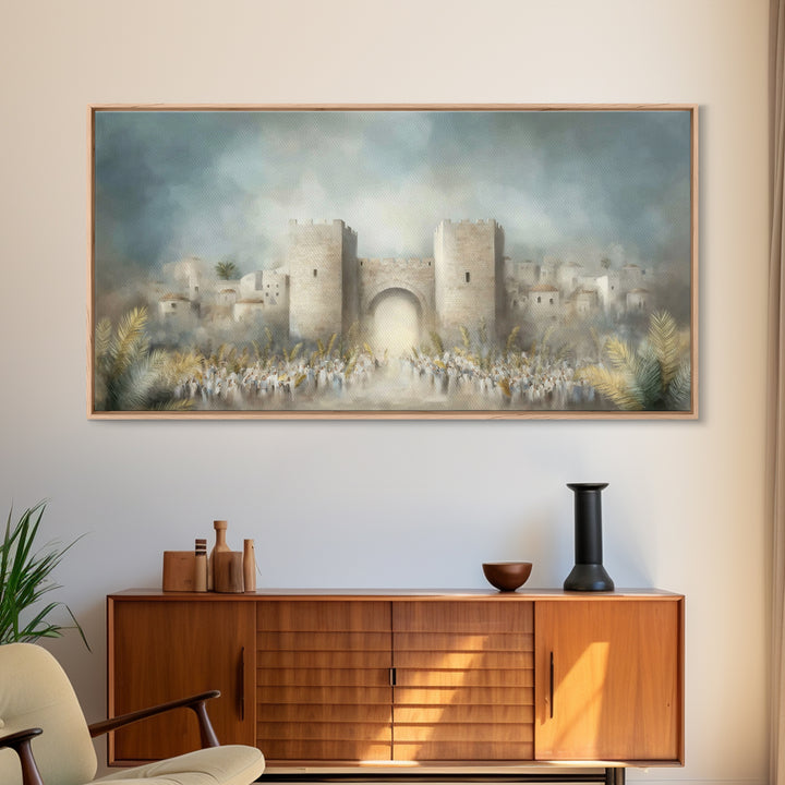 Triumphal Entry – Framed Canvas Print – Christian Art Canvas – Christian Painting – Christian Wall Art – Christian Christmas Decor