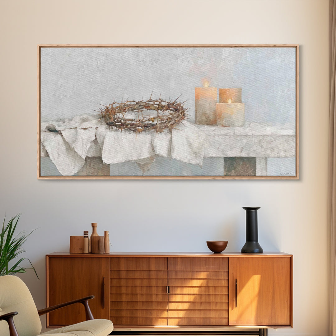 Crown Of Mercy – Framed Canvas Print – Christian Wall Art – Christian Art Canvas – Jesus Painting – Christian Christmas Art