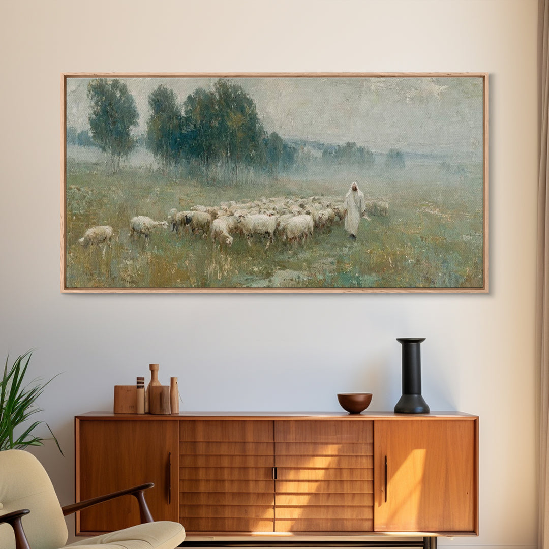 Valley Of Calm, Framed Canvas Print, Christian Wall Art, Jesus Painting, Christian Art Canvas, Large Christian Art, Christian Christmas Dec