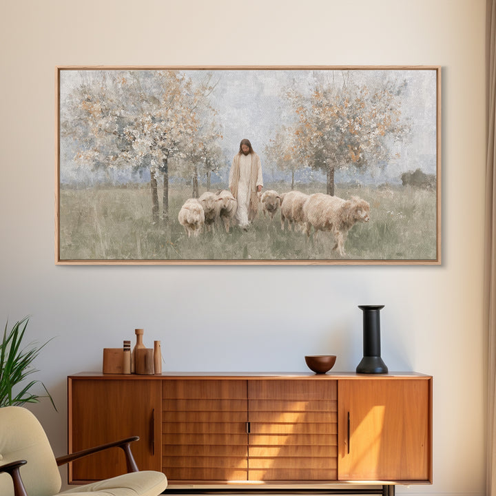 Shepherds Of Grace – Framed Canvas Print – Christian Wall Art – Jesus Painting – Christian Art Canvas – Christian Christmas Decor
