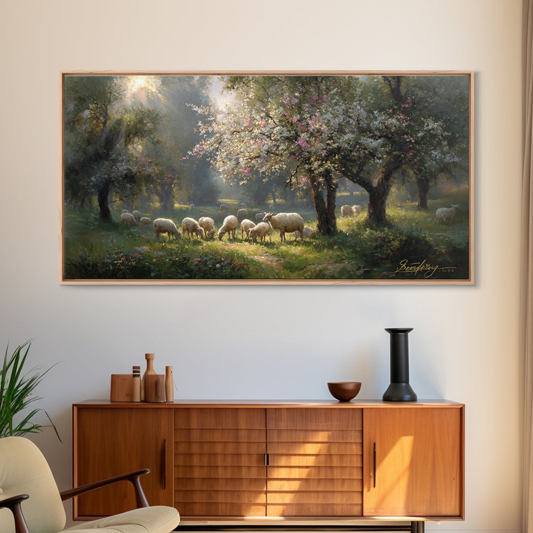 Garden Of Light | Framed Canvas Print | Christian Painting | Jesus Wall Art | Christian Gift Ideas | Vintage Christian Art