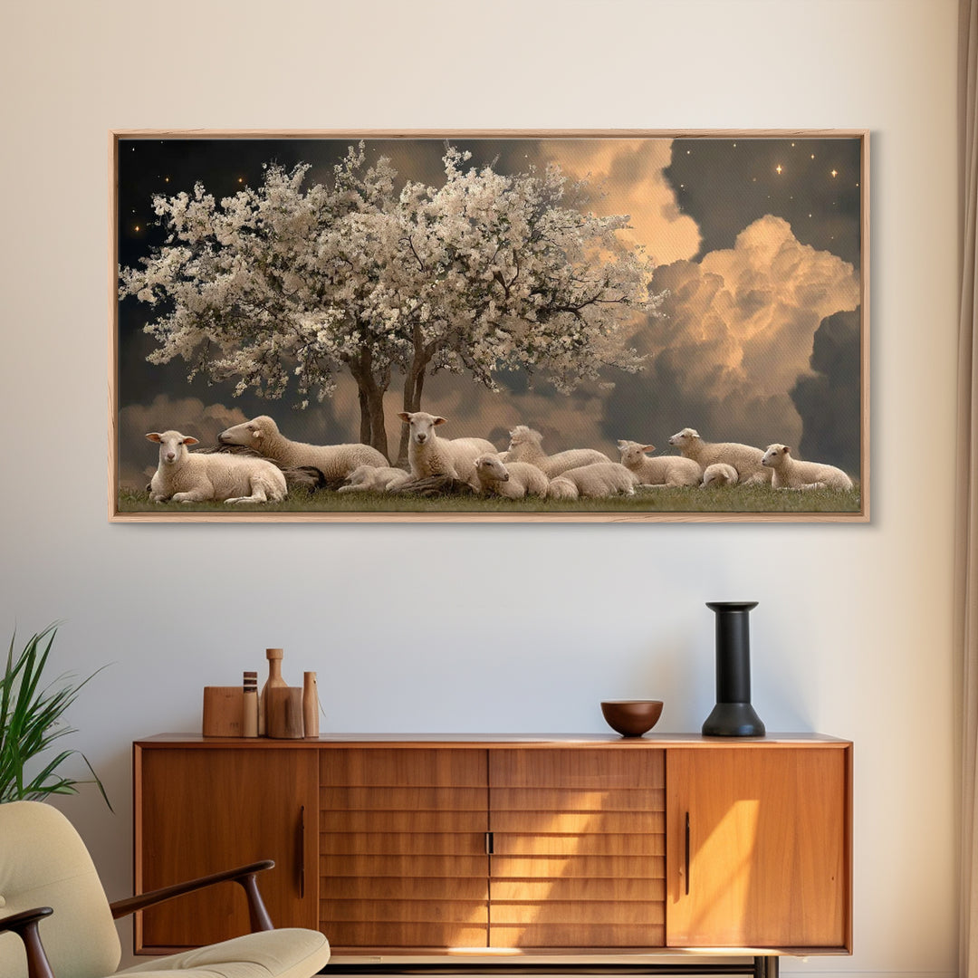 Silent Orchard Hope | Framed Canvas Print | Christian Art Work | Jesus Painting | Christian Christmas Decor | Large Christian Art