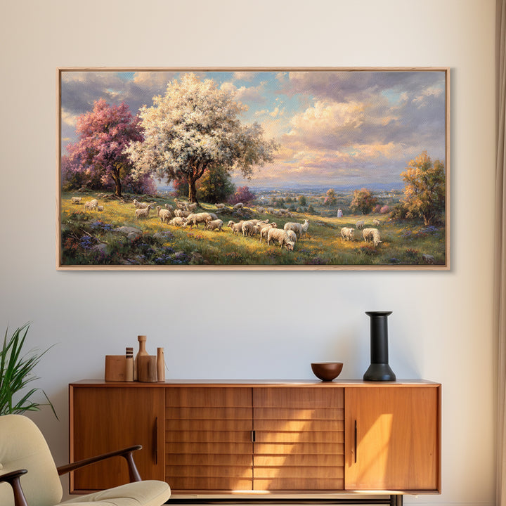 Shepherd’s Dawn, Framed Canvas Print, Christian Art Canvas, Jesus Painting, Christian Gift, Christmas Art Work