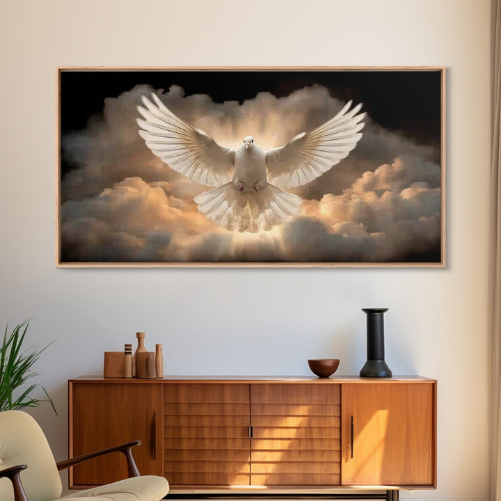 Dove Of Glory – Framed Canvas Print – Christian Painting – Large Christian Painting – Moody Christian Art – Christian Decor