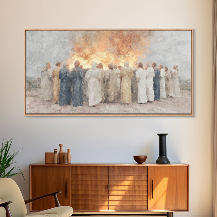 Sacred Gathering – Framed Canvas Print – Christian Wall Art – Jesus Painting – Christian Art Canvas – Christmas Art