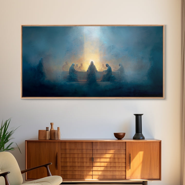 Sacred Communion, Framed Canvas Print, Christian Art Canvas, Christian Painting, Jesus Christmas Art, Christmas Wall Art