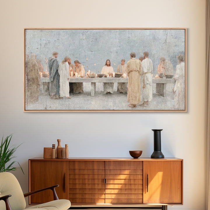 Last Supper Grace – Framed Canvas Print – Christian Art Canvas – Christian Wall Art – Jesus Painting – Christmas Art