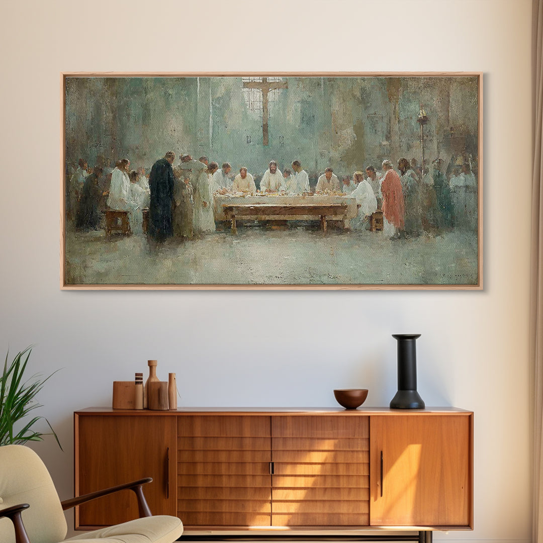 Sacred Communion Light – Framed Canvas Print – Christian Wall Art – Jesus Painting – Christian Art Canvas – Christian Decor – Christian Art