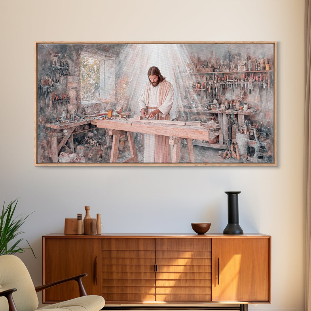 Carpenter’s Calling – Framed Canvas Print – Christian Wall Art – Jesus Painting – Christian Art Canvas – Christian Decor – Christian Art