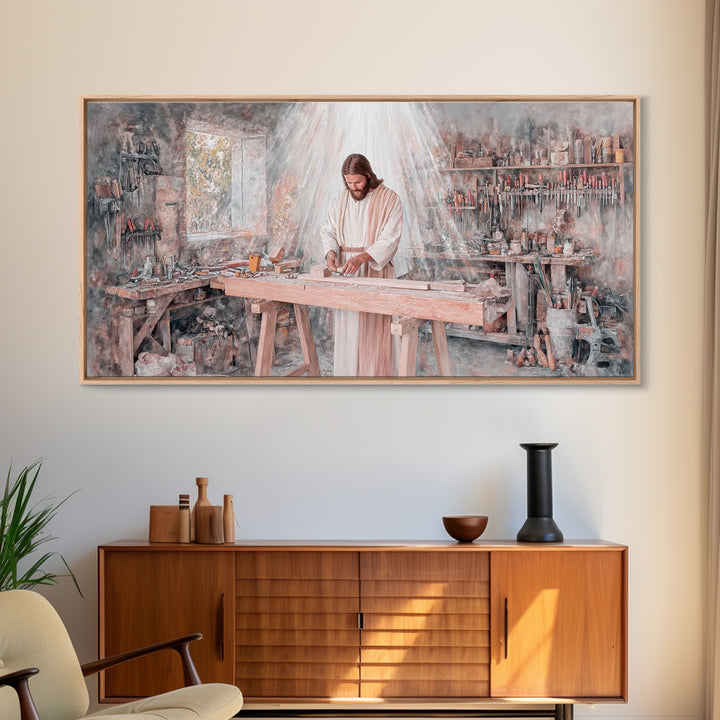 Carpenter’s Calling – Framed Canvas Print – Christian Wall Art – Jesus Painting – Christian Art Canvas – Christian Decor – Christian Art