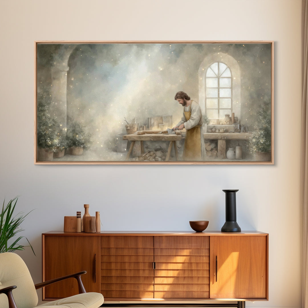 Holy Craftsmanship – Framed Canvas Print – Christian Art Canvas – Christian Wall Art – Christian Decor – Jesus Painting – Christian Art