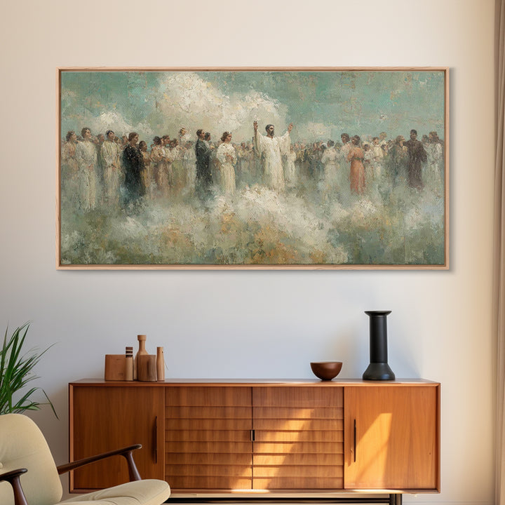 Heavenly Gathering – Framed Canvas Print – Christian Art Canvas – Christian Wall Art – Christian Christmas Art – Large Christian Painting –
