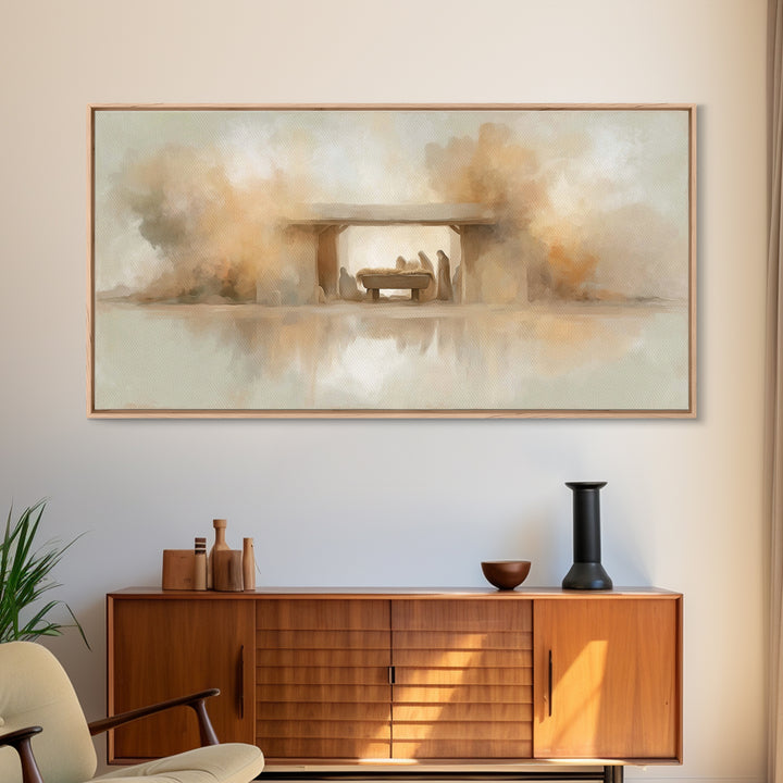 Nativity Dawn – Framed Canvas Print – Christian Christmas Art – Christmas Canvas Wall Art – Christian Wall Art – Modern Christian Art – Chr