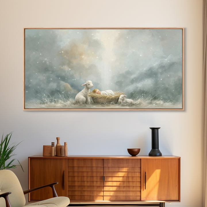 Lamb Of Peace – Framed Canvas Print – Christian Wall Art – Christian Art Canvas – Jesus Painting – Christian Christmas Art – Christmas Art