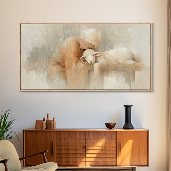 Tender Blessing – Framed Canvas Print – Christian Art Canvas – Christian Christmas Art – Christian Wall Art – Jesus Painting – Christmas Ar