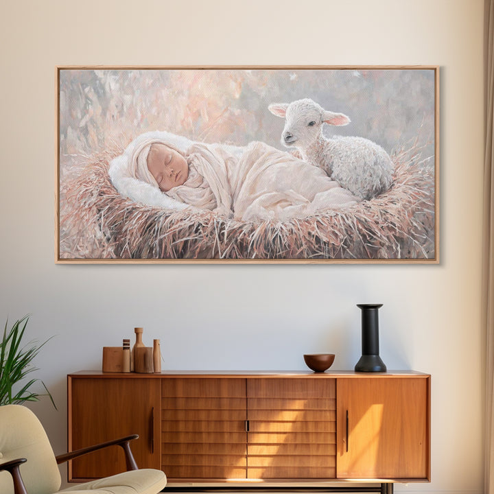 Light Of Nativity – Framed Canvas Print – Christian Art Canvas – Christian Christmas Art – Jesus Painting – Christmas Wall Art