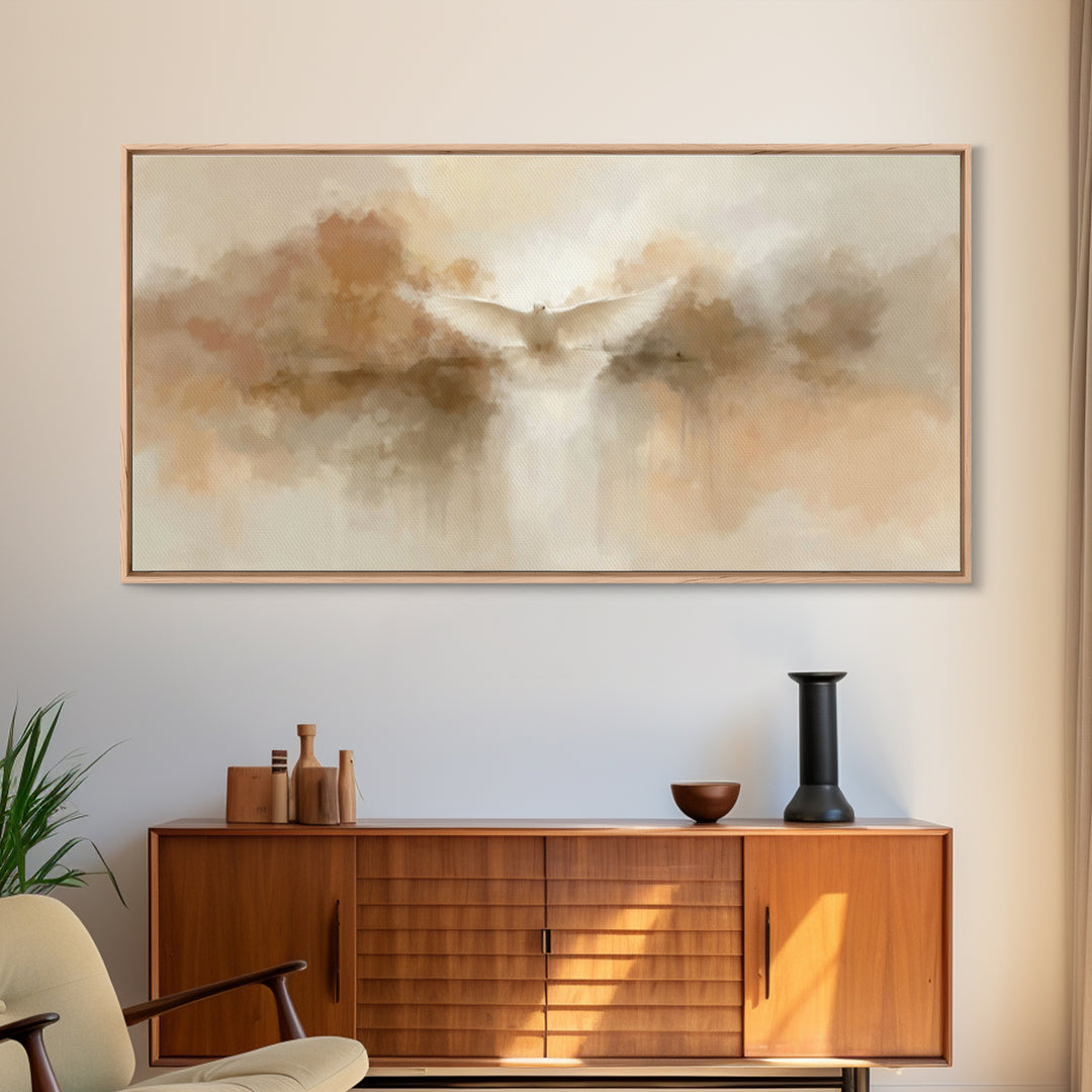 Gentle Ascension, Framed Canvas Print, Christian Art Canvas, Minimalist Christian Art, Christian Wall Art, Christmas Art Prints