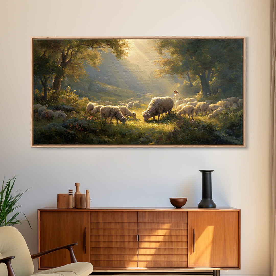Shepherds Of Light – Framed Canvas Print – Christian Wall Art – Christian Art Canvas – Jesus Painting – Christmas Art – Christian Christmas