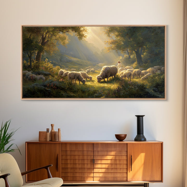 Shepherds Of Light – Framed Canvas Print – Christian Wall Art – Christian Art Canvas – Jesus Painting – Christmas Art – Christian Christmas
