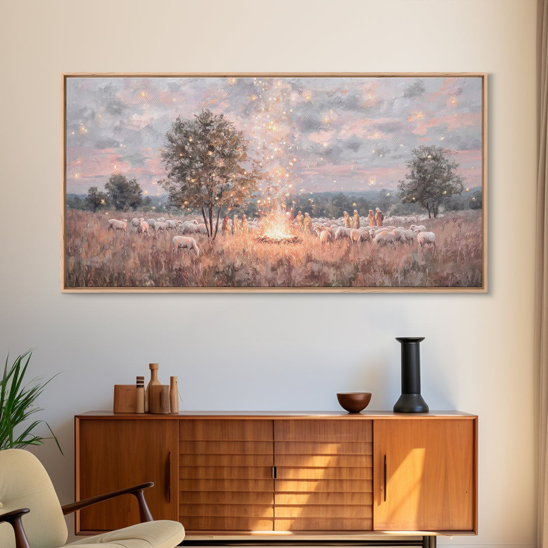 Glory In The Field | Framed Canvas Print | Christian Art Canvas | Christmas Art | Christian Wall Art | Jesus Painting | Christian Christmas