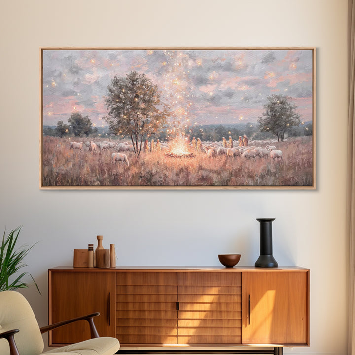 Glory In The Field | Framed Canvas Print | Christian Art Canvas | Christmas Art | Christian Wall Art | Jesus Painting | Christian Christmas