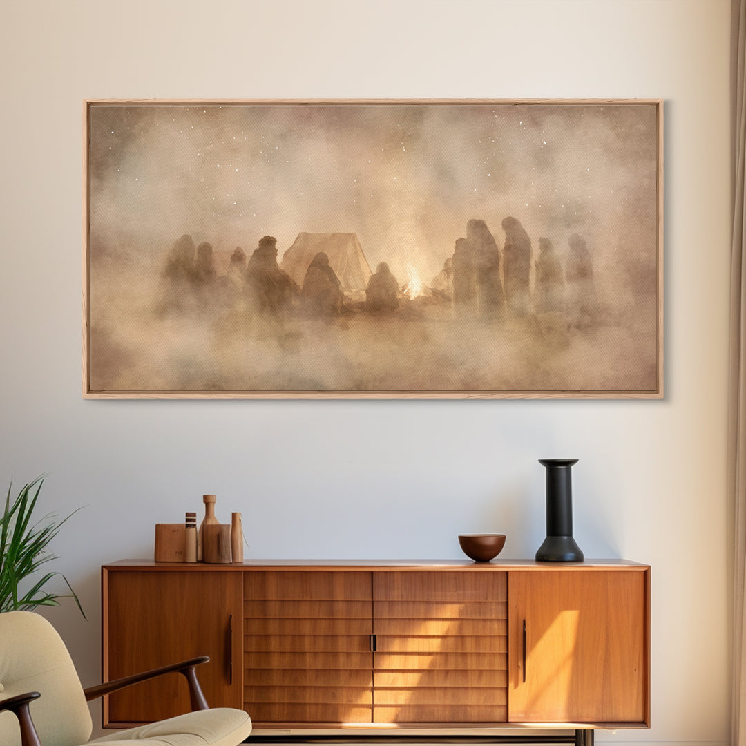 Silent Star Gathering | Framed Canvas Print | Christian Wall Art | Jesus Painting | Christmas Art | Christian Christmas Art | Christian Art