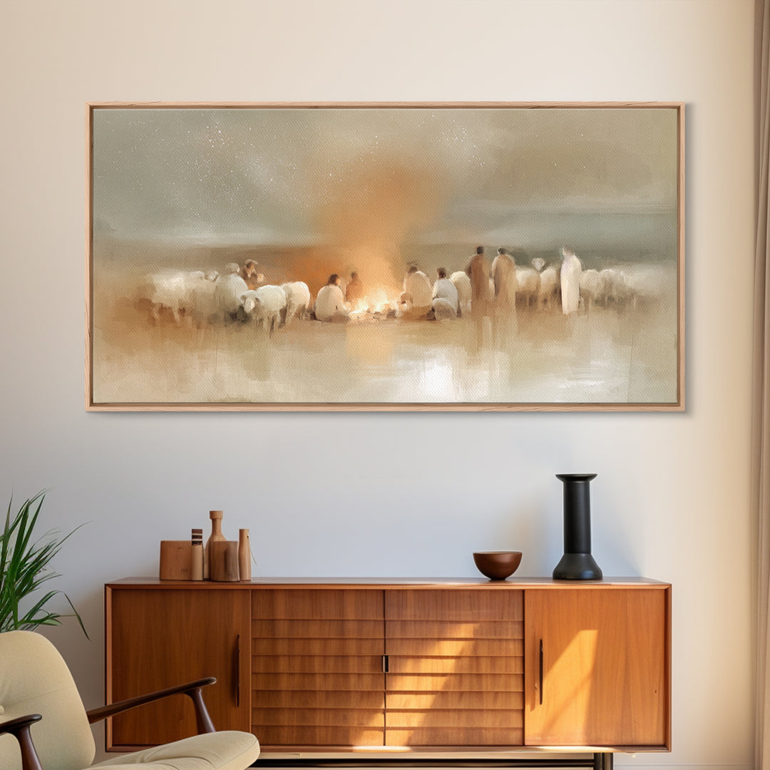 Starborn Vigil | Framed Canvas Print | Christian Wall Art | Christmas Art | Jesus Painting | Christian Christmas Art | Christian Art Canvas
