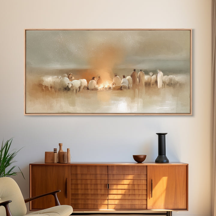 Starborn Vigil | Framed Canvas Print | Christian Wall Art | Christmas Art | Jesus Painting | Christian Christmas Art | Christian Art Canvas