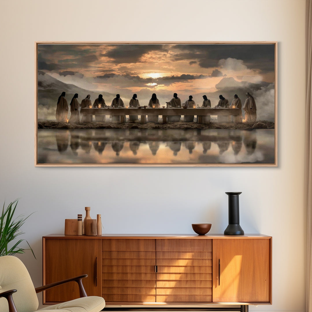Sacred Supper Horizon – Framed Canvas Print – Christian Wall Art – Christian Art Canvas – Jesus Painting – Christian Christmas Art – Christ
