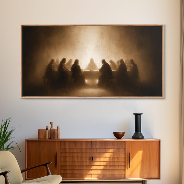 Sacred Evening – Framed Canvas Print – Christian Wall Art – Jesus Painting – Christian Christmas Art – Christian Decor – Christian Gift