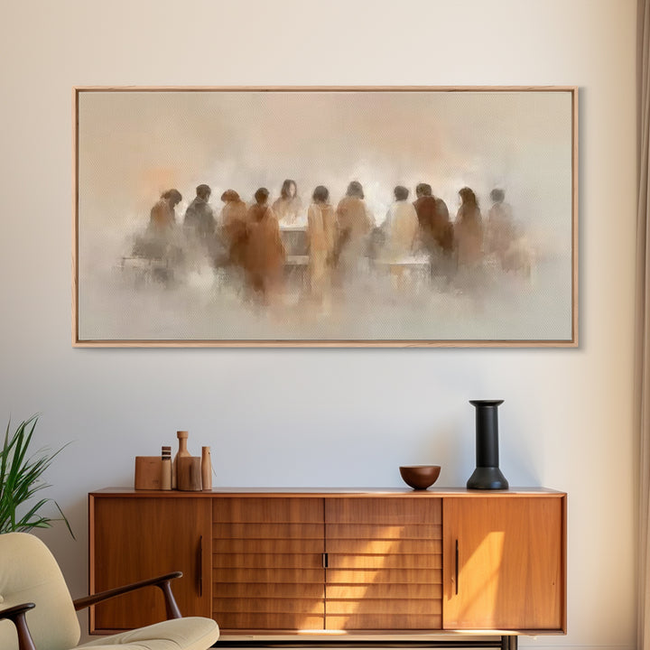 Heavenly Supper, Framed Canvas Print, Christian Art Canvas, Jesus Painting, Christian Wall Art, Christian Christmas Art, Christian Decor