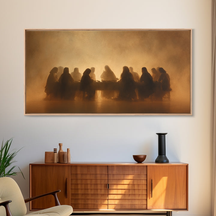 Golden Gathering | Framed Canvas Print | Christian Wall Art | Christian Art Canvas | Jesus Painting | Christian Christmas Decor | Christian
