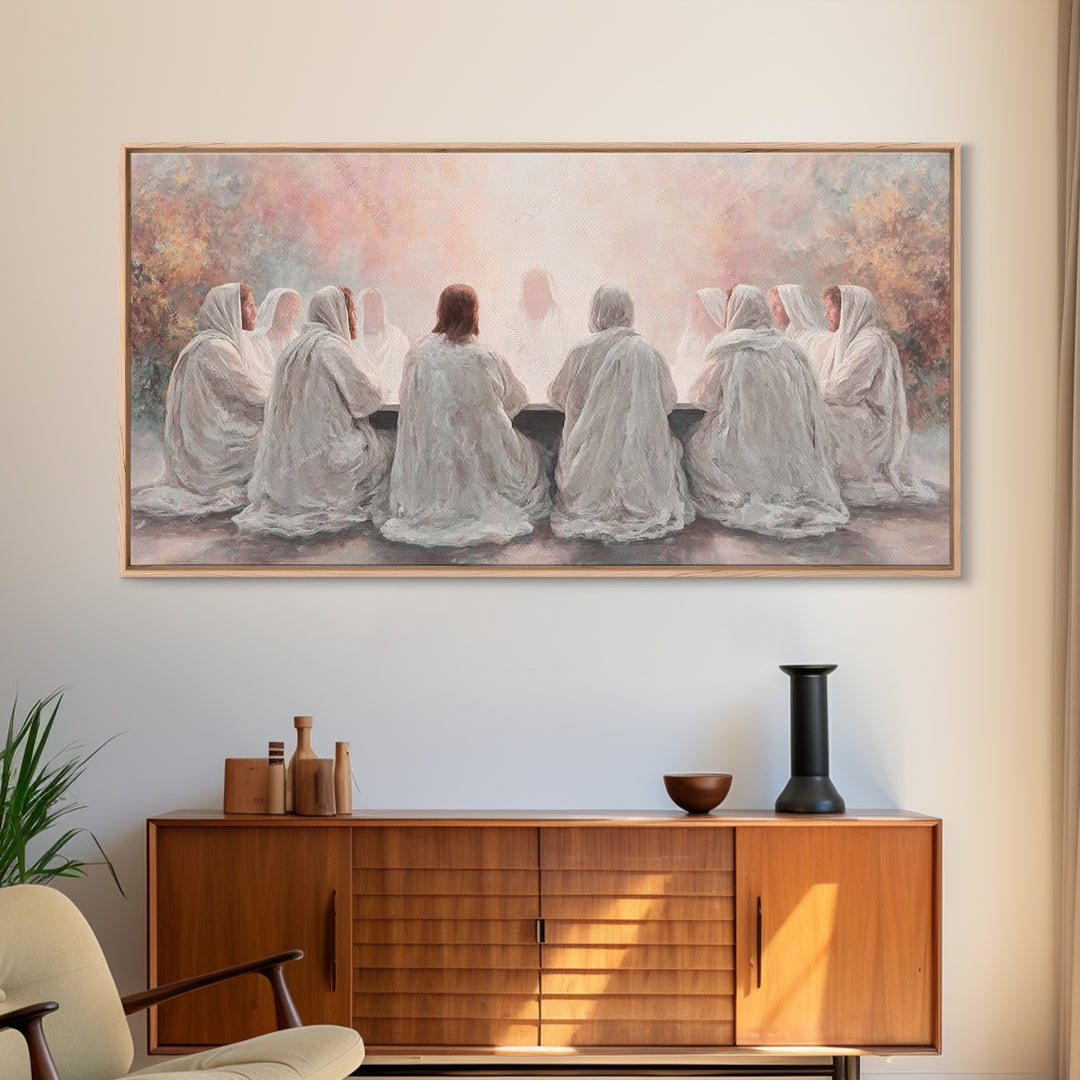 Celestial Feast, Framed Canvas Print, Christian Art Print, Christian Wall Art, Jesus Painting, Christian Christmas Decor, Christian Gift