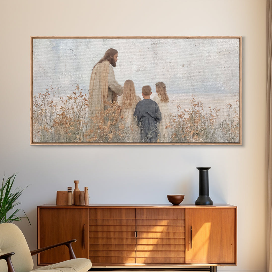Gentle Meadow – Framed Canvas Print – Christian Art Canvas – Jesus Painting – Christian Wall Art – Christian Gift Ideas – Christian Decor