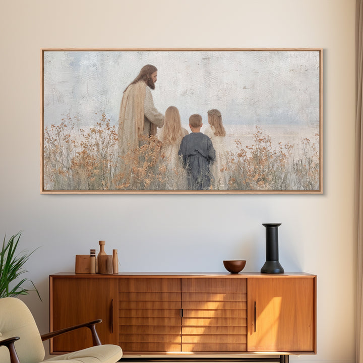 Gentle Meadow – Framed Canvas Print – Christian Art Canvas – Jesus Painting – Christian Wall Art – Christian Gift Ideas – Christian Decor