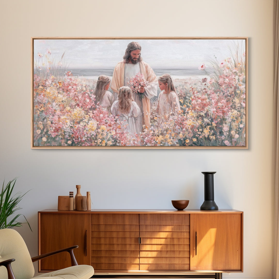 Blossoms Of Grace – Framed Canvas Print – Christian Wall Art – Jesus Painting – Christian Art Canvas – Christian Decor – Christian Gift Ide