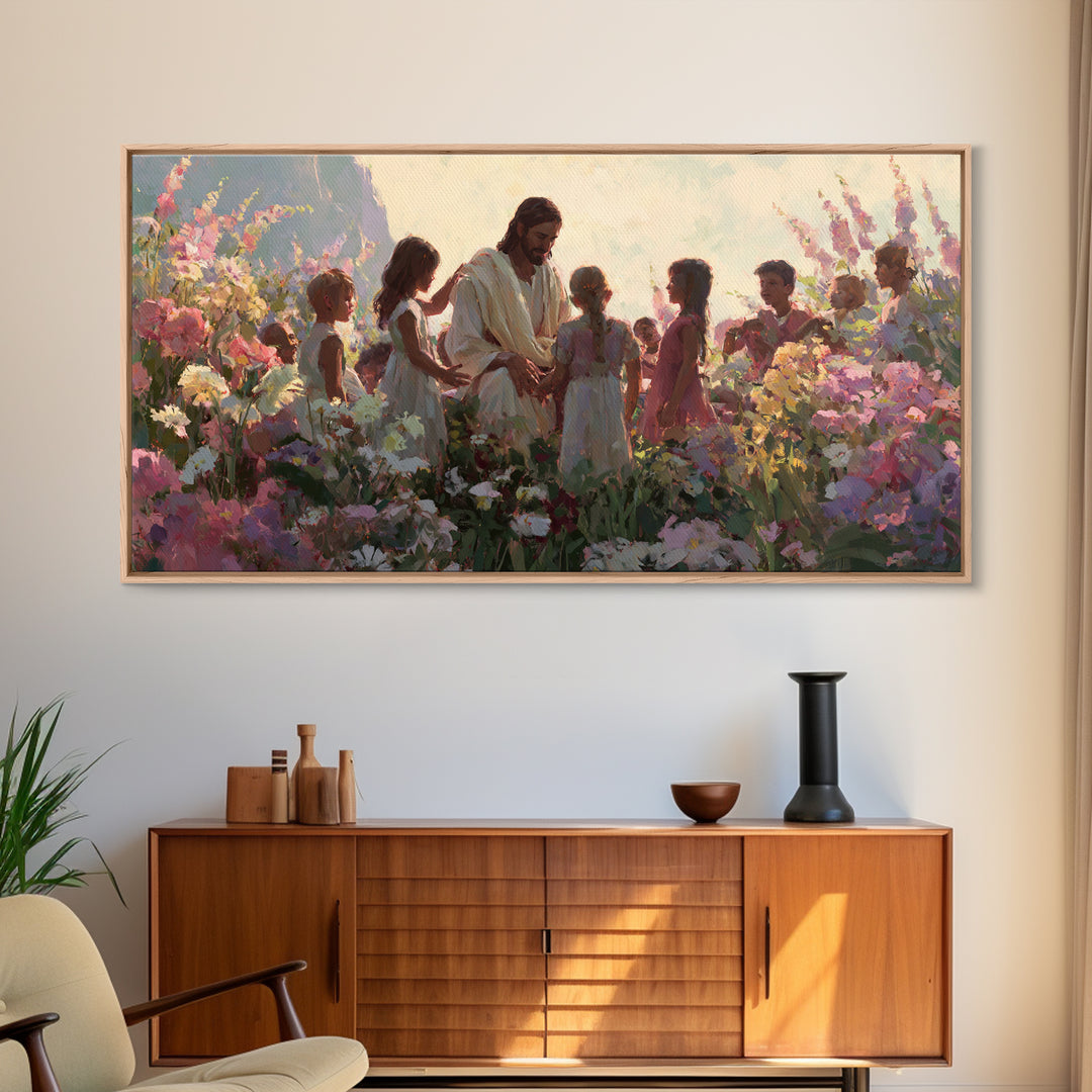 Children Of Hope – Framed Canvas Print – Christian Art Canvas – Jesus Painting – Christian Wall Art – Christian Christmas Art – Vintage Chr