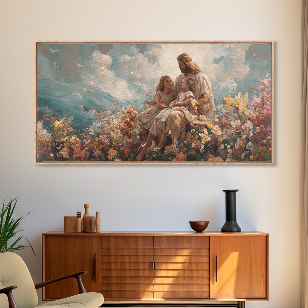 Waves Of Mercy | Framed Canvas Print | Christian Wall Art | Christian Art Canvas | Jesus Painting | Christian Decor | Modern Christian Art