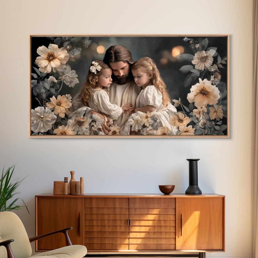 Tender Peace – Framed Canvas Print – Christian Wall Art – Christian Art Canvas – Jesus Painting – Christian Decor – Minimalist Christian Ar