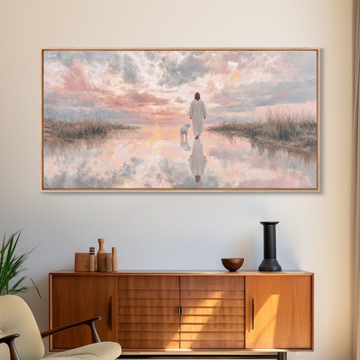 Sunset Promise, Framed Canvas Print, Christian Art Canvas, Christian Wall Art, Jesus Painting, Christian Christmas Art, Modern Christian Pa