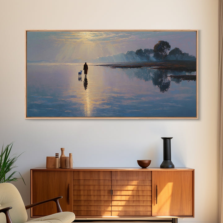 Dawn Of The Shepherd - Framed Canvas Print - Christian Christmas Art - Christian Wall Art - Christian Art Canvas - Jesus Painting