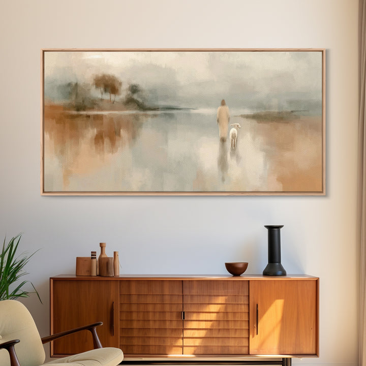 Soft Morning Journey - Framed Canvas Print - Christian Art Canvas - Christian Wall Art - Christian Christmas Art - Jesus Painting