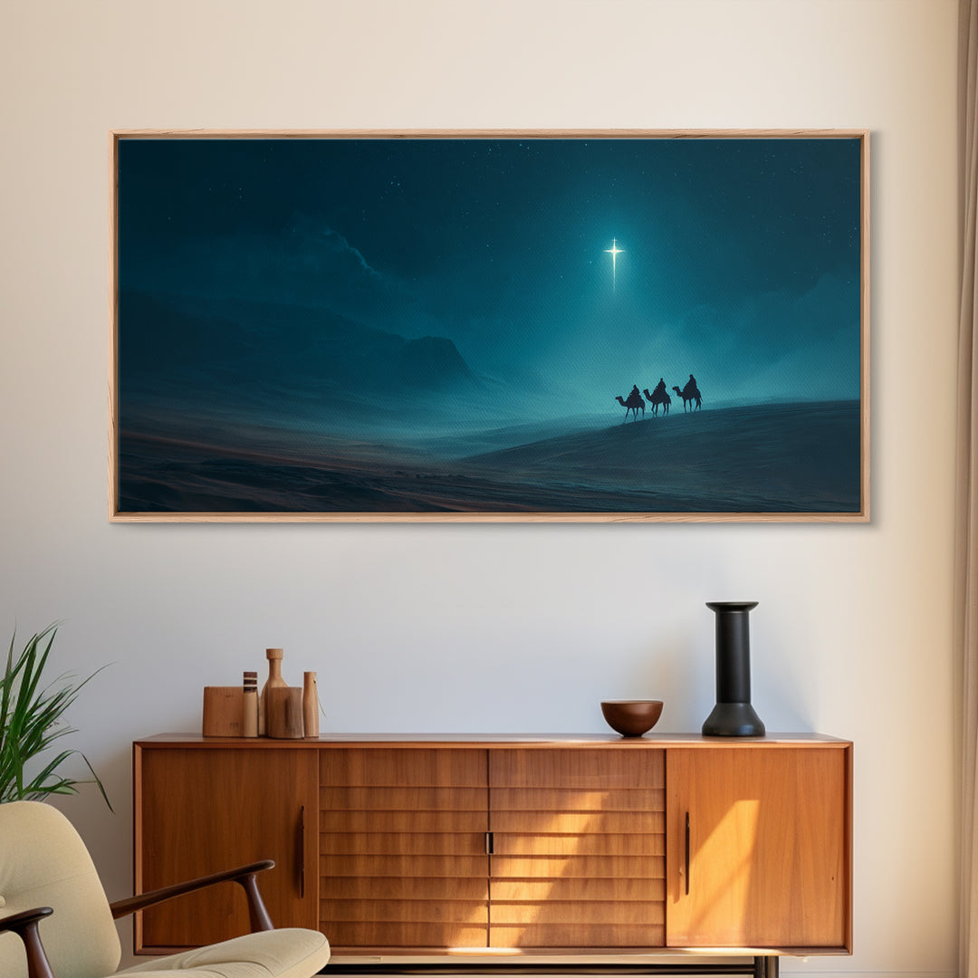 Guided By The Star - Framed Canvas Print - Christian Art Canvas - Christmas Art Prints - Christian Christmas Art - Christian Wall Art